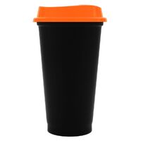 Фото товара Стакан с крышкой Color Cap Black, черный с оранжевым