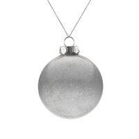 Фото товара Елочный шар Finery Shine, 8 см, глянцевый серебристый с глиттером