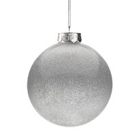 Фото товара Елочный шар Finery Shine, 10 см, глянцевый серебристый с глиттером