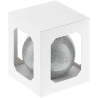 Фото товара Елочный шар Finery Shine, 10 см, глянцевый серебристый с глиттером