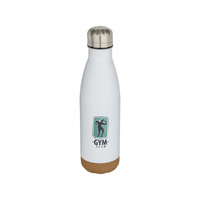 Фото товара Бутылка для воды Cove из нержавеющей стали с двойными стенками и вакуумной изоляцией, объемом 500 мл, с пробковыми деталями - Белый