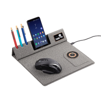 Фото товара Настольная складная подставка "Cool Mat" с беспроводным (15W) ЗУ, сенсорной подсветкой логотипа, функцией MagSafe и ковриком для мыши
