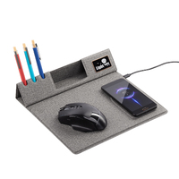 Фото товара Настольная складная подставка "Cool Mat" с беспроводным (15W) ЗУ, сенсорной подсветкой логотипа, функцией MagSafe и ковриком для мыши