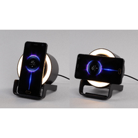 Фото товара Bluetooth колонка-подставка "Smart Loud" с беспроводным (10W) зарядным устройством, лампой и подсветкой логотипа