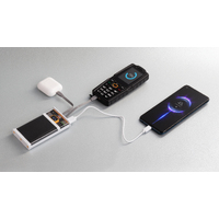 Фото товара Зарядное (22.5W) устройство "Link" 10000 mAh с прозрачным корпусом, цифровым индикатором заряда и встроенными Type-C/Lightning кабелями