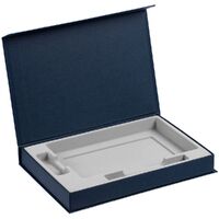 Коробка Silk с ложементом под ежедневник 13x21 см, флешку и ручку, ver. 2, темно-синяя