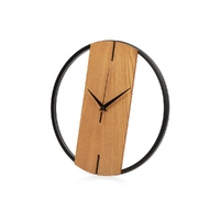 Фото товара Деревянные часы с металлическим ободом, диаметр 30 см, "Time Wheel", натуральный/черный